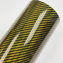 (30CM X 152CM, gold) Holographic rainbow red Carbon Fiber Vinyl Wrap Film Bubble Free Air Release