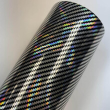 (50CM X 152CM, silver) Holographic rainbow red Carbon Fiber Vinyl Wrap Film Bubble Free Air Release