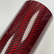 (50CM X 300CM, red) Holographic rainbow red Carbon Fiber Vinyl Wrap Film Bubble Free Air Release