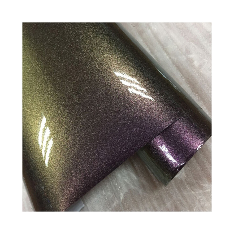 (10Cm X 152Cm, To Red) Premium Glossy Diy Car Body Film Chameleon Pearl Glitter Vinyl Sticker Gold/Red 8902774064672