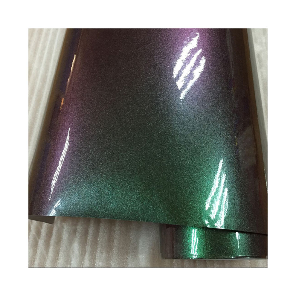(40Cm X 152Cm, To Red) Premium Glossy Diy Car Body Film Chameleon Pearl Glitter Vinyl Sticker Green/Red 8902774065051