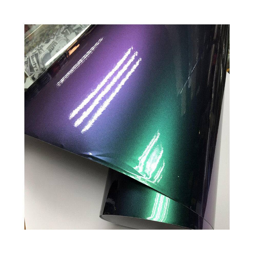 (50Cm X 152Cm, Peacock ) Premium Glossy Diy Car Body Film Chameleon Pearl Glitter Vinyl Sticker Green 8902774065204