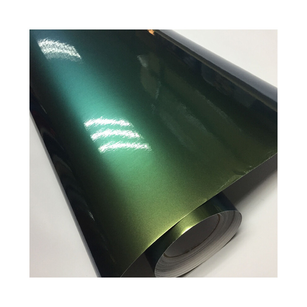 (60Cm X 152Cm, To Gold) Premium Glossy Diy Car Body Film Chameleon Pearl Glitter Vinyl Sticker Green/Gold 8902774065310