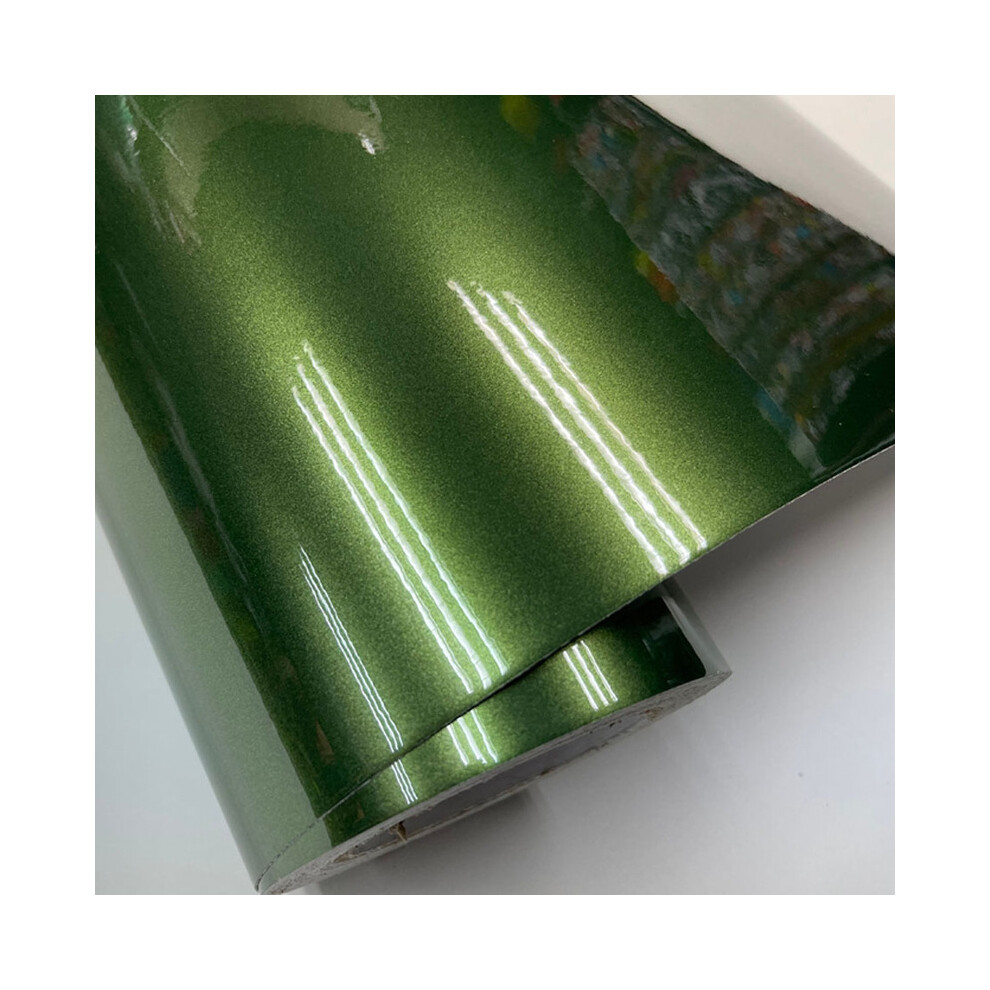 (60Cm X 152Cm, Manba ) Premium Glossy Diy Car Body Film Chameleon Pearl Glitter Vinyl Sticker Green 8902774065372