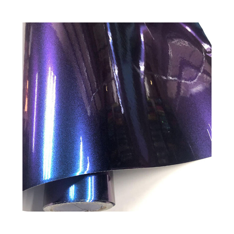 (50Cm X 200Cm, To Purple) Premium Glossy Diy Car Body Film Chameleon Pearl Glitter Vinyl Sticker Dark/Blue/Purple 8902774065402