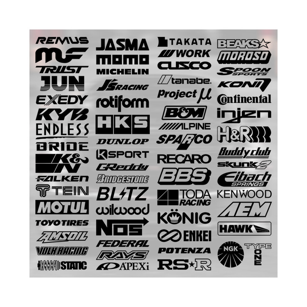(11Cm Length, ) Random 15Pcs Racing Sponsor Stickers And Decals For Jdm Edm Race Turbo Black 8902774066539