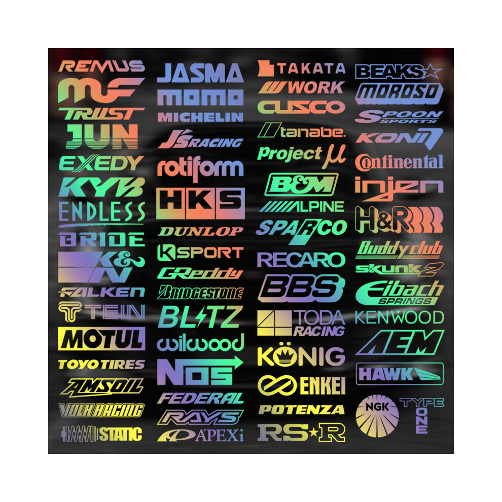 (11Cm Length, Reflective Laser) Random 15Pcs Racing Sponsor Stickers And Decals For Jdm Edm Race Turbo 8902774066553