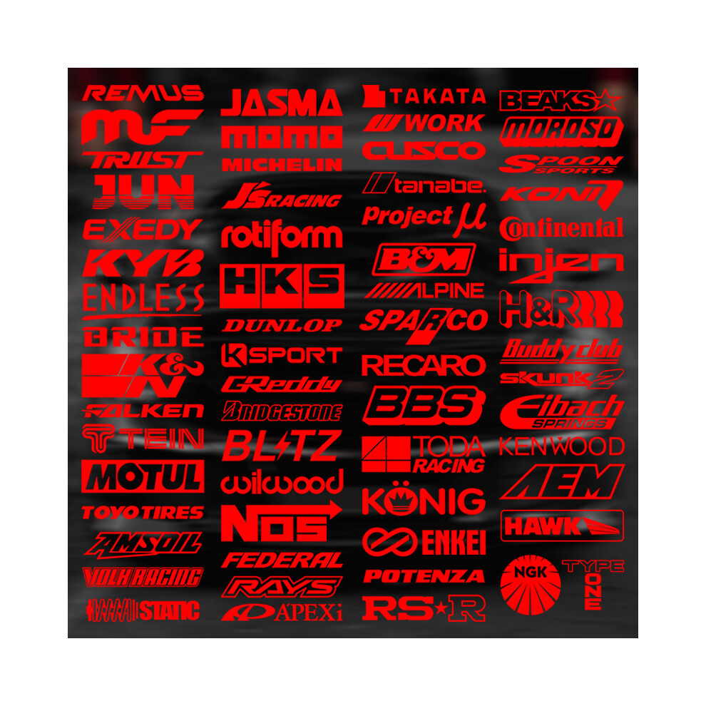 (15Cm Length, ) Random 15Pcs Racing Sponsor Stickers And Decals For Jdm Edm Race Turbo Red 8902774066607