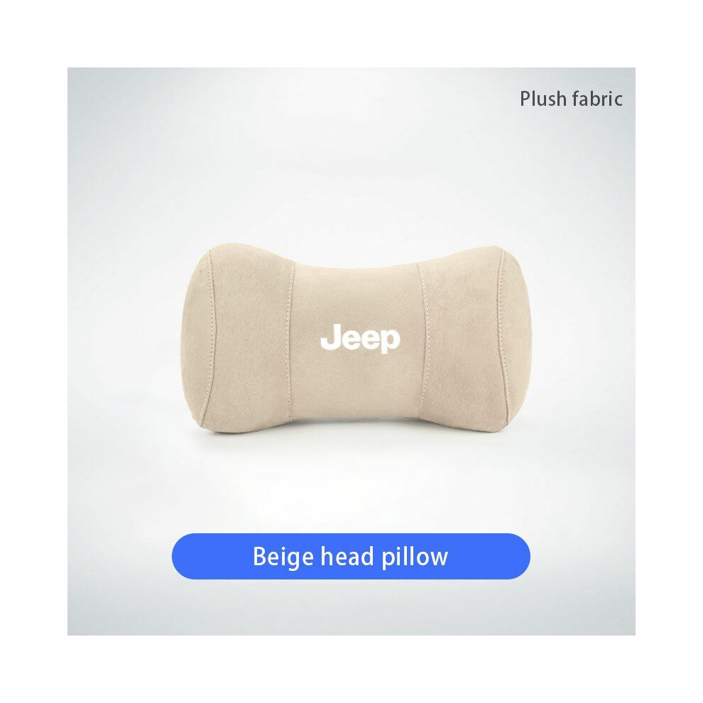 (Fmp-) Car Headrest Neck Pillow Auto Seat Pillow For Jeep Jk Compass Wrangler Beige 8902774072325