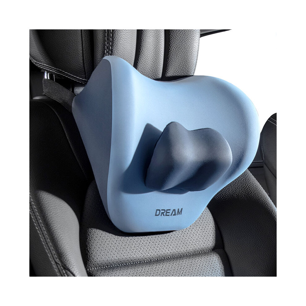 (-Headrest) Car Adjustable Neck Headrest Pillow Waist Support Cushion Breathable Memory Blue 8902774073780