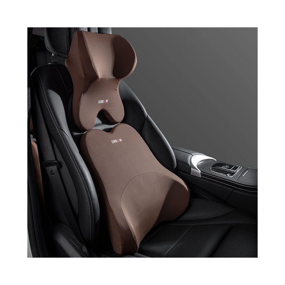 (Set Bg) Car Lumbar Support Headrest Neck Pillow Support Universal Soft Neck Pillows 8902774075135