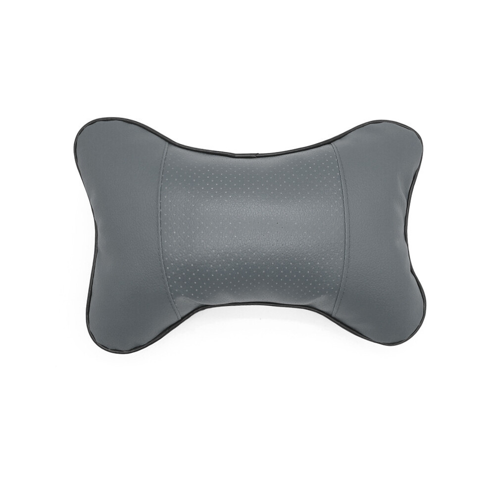 (D-) Car Neck Pillows Both Side Pu Leather 1Pcs Pack Headrest For Head Pain Grey 8902774076927