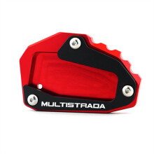 (Red) CNC Kickstand Foot Side Stand Extension Pad Support Plate For DUCATI Multistrada