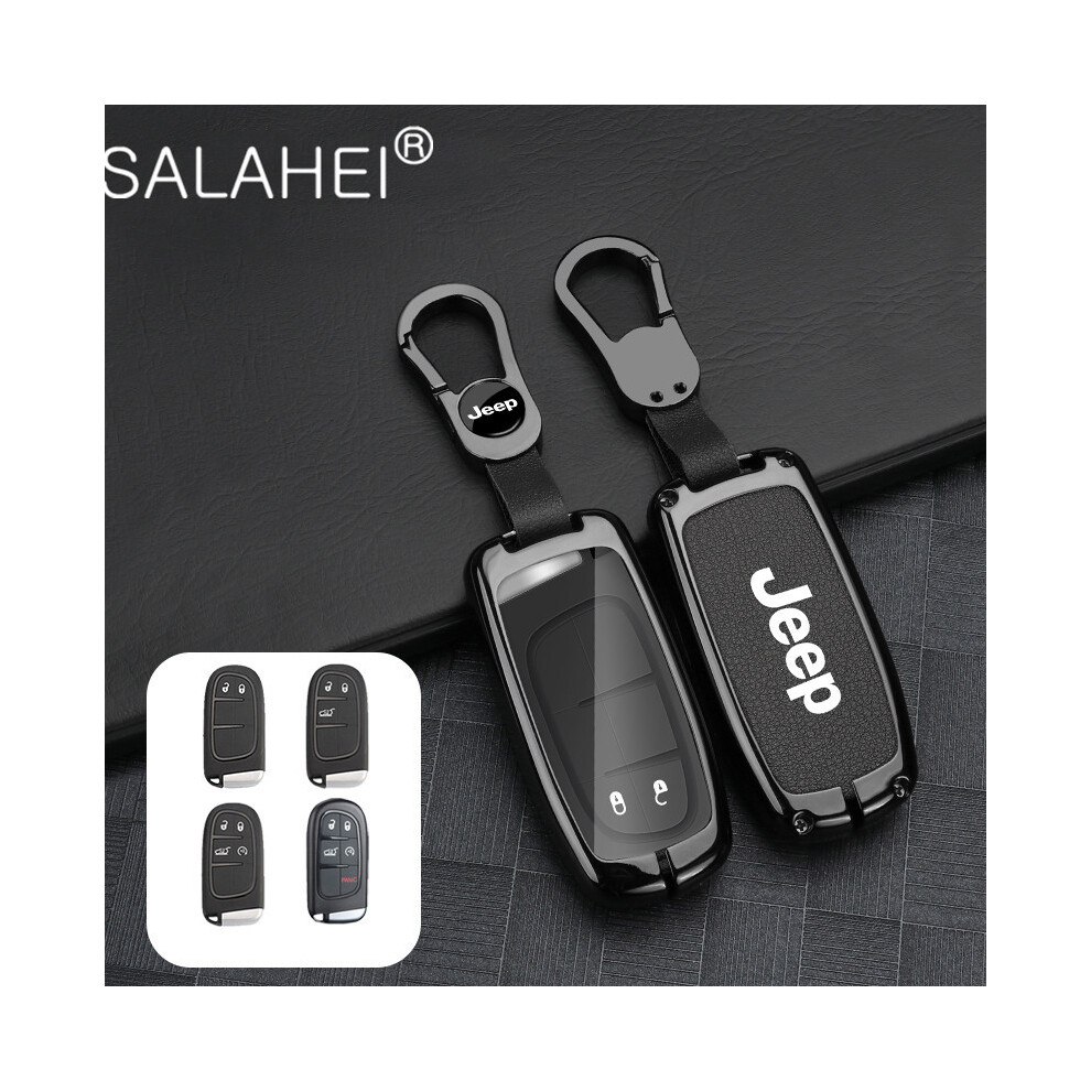 (A- Keychain 1) Car Key Case Cover Protector Shell For Jeep Renegade Wrangler Patriot Black 8902774079478