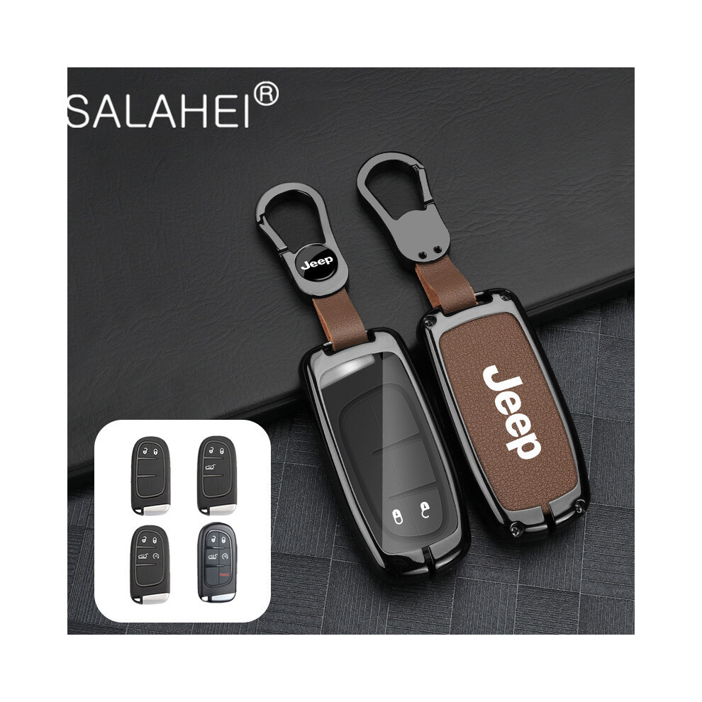(A- Keychain 1) Car Key Case Cover Protector Shell For Jeep Renegade Wrangler Patriot Brown 8902774079461