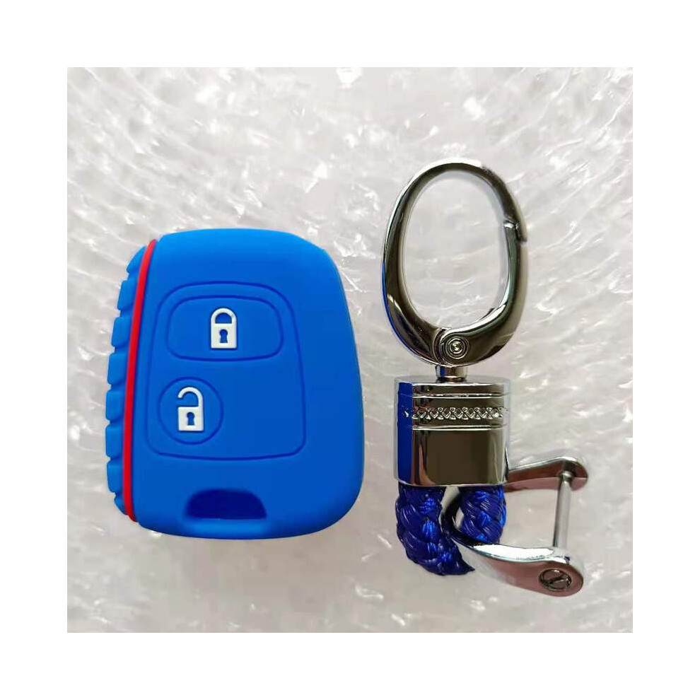 ( With Keychain) Key Cover For Citroen C1 C2 C3 C4 Xsara Picasso Peugeot 107 207 307 607 Blue 8902774080252