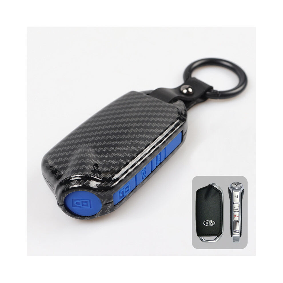 (4 Button ) Abs Carbon Fiber Car Fob Key Case Cover Shell For Kia Stinger Gt Ck Blue 8902774079997