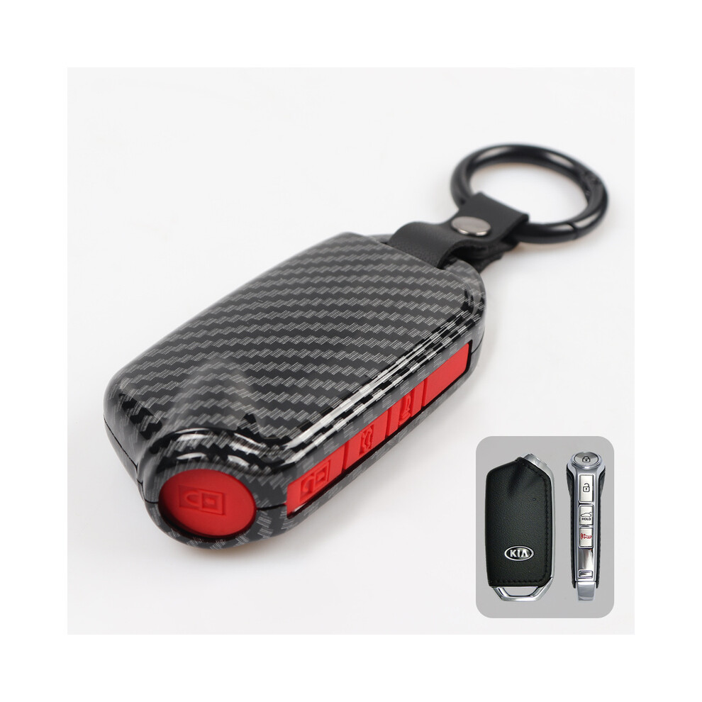 (4 Button ) Abs Carbon Fiber Car Fob Key Case Cover Shell For Kia Stinger Gt Ck Red 8902774079980