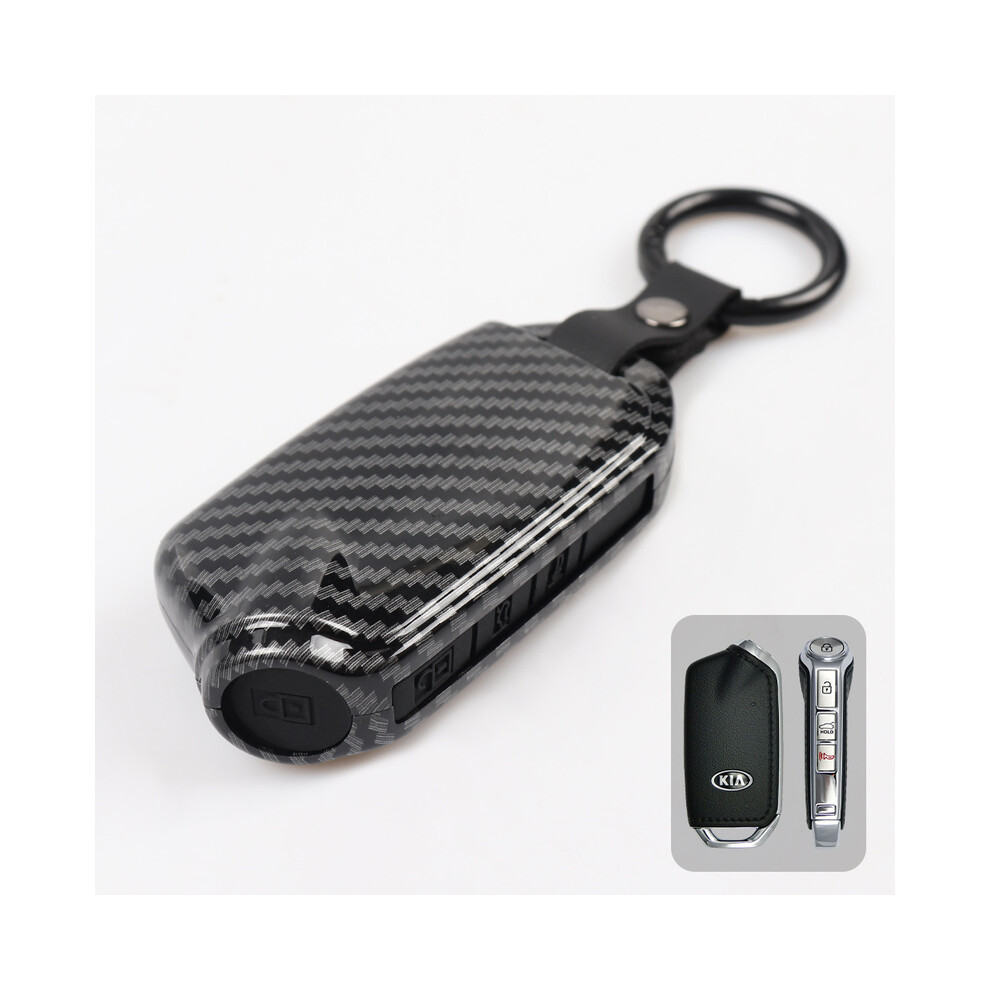(4 Button ) Abs Carbon Fiber Car Fob Key Case Cover Shell For Kia Stinger Gt Ck Black 8902774079973