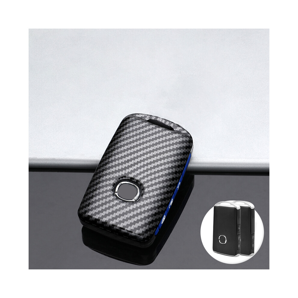 (A 3Button ) Carbon Car Key Case Cover For Mazda 3 Axela Cx4 Cx5 Cx 5 Cx8 Cx9 Cx30 Blue 8902774080467