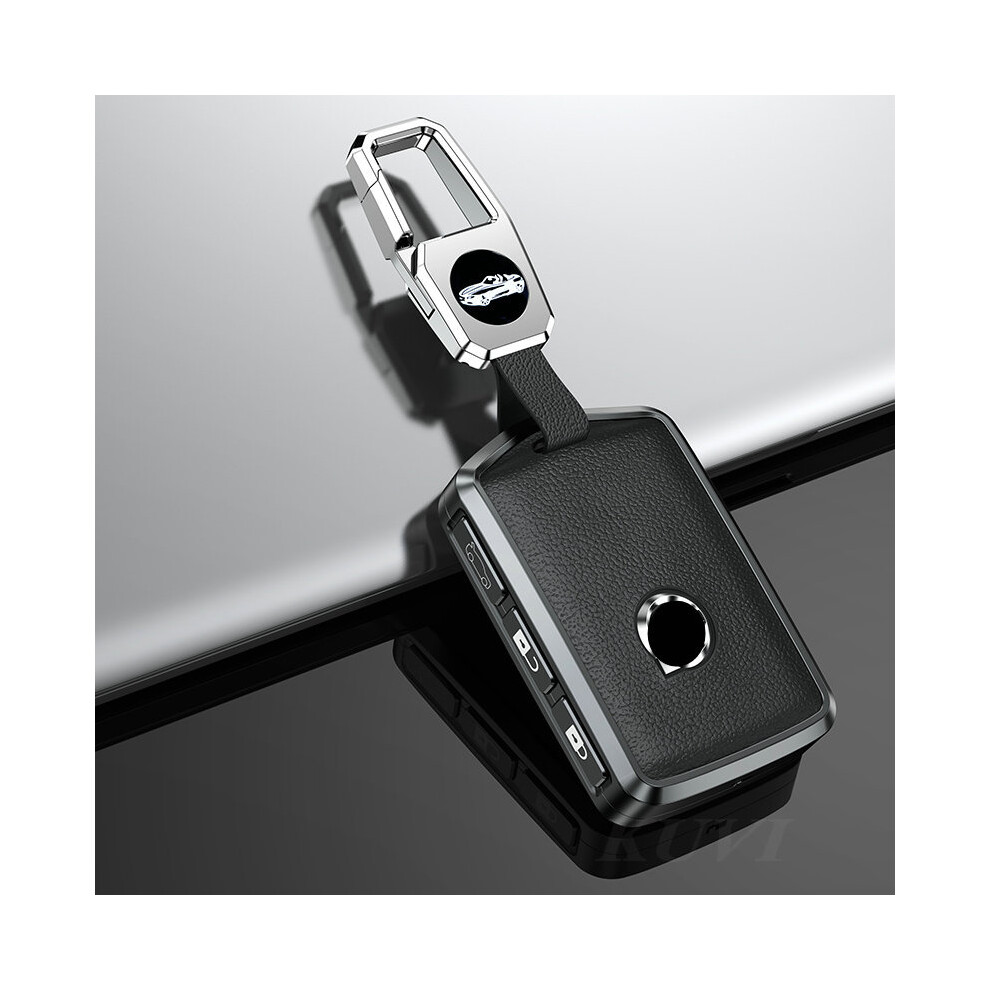 ( With Keychain) Alloy Leather Car Key Case Cover Shell Fob For Volvo Xc40 Xc60 S90 Xc90 Black 8902774082331