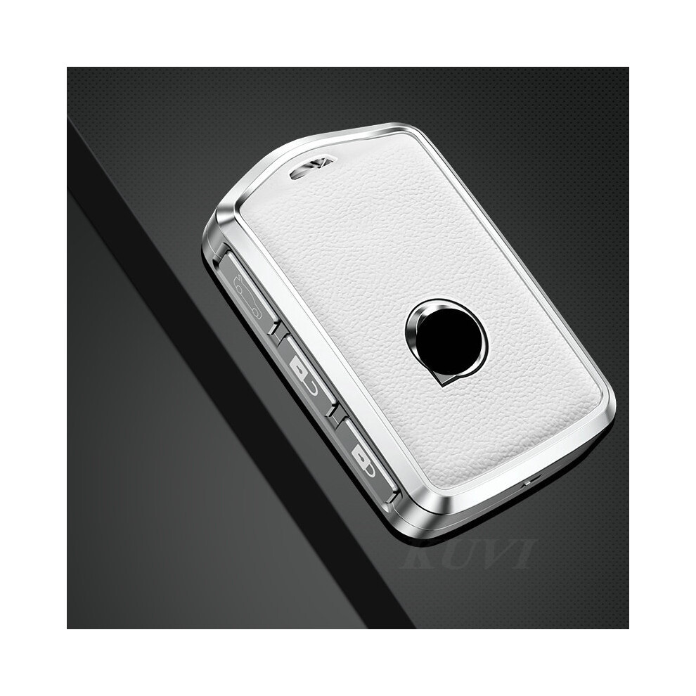 (White) Alloy Leather Car Key Case Cover Shell Fob For Volvo Xc40 Xc60 S90 Xc90 White 8902774082393