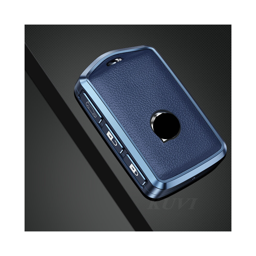 (Blue) Alloy Leather Car Key Case Cover Shell Fob For Volvo Xc40 Xc60 S90 Xc90 Blue 8902774082409