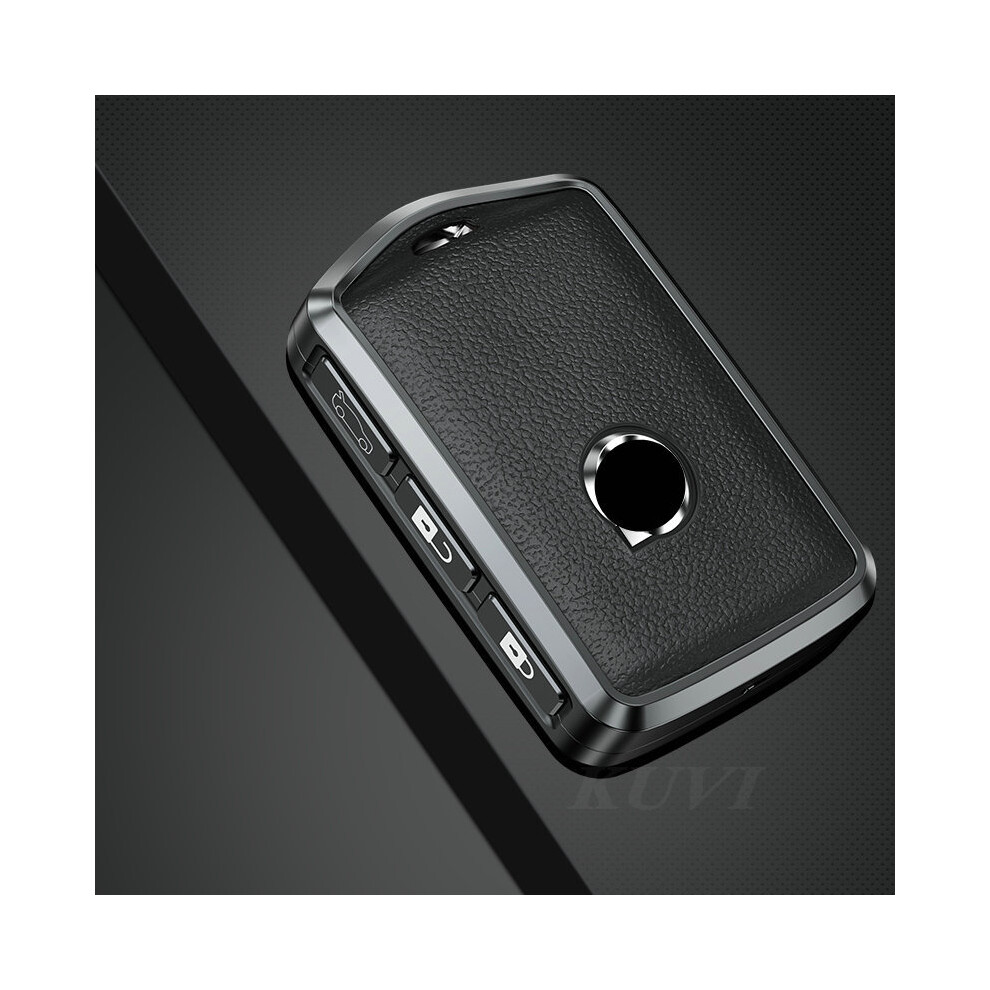 (Black) Alloy Leather Car Key Case Cover Shell Fob For Volvo Xc40 Xc60 S90 Xc90 Black 8902774082386