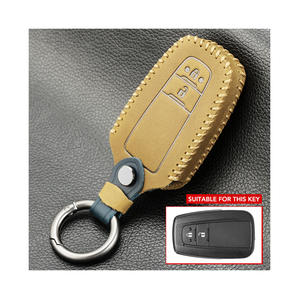 (2 Button ) Leather Key Case For Toyota Camry Chr Corolla Rav4 Avalon Land Cruiser Brown 8902774083086