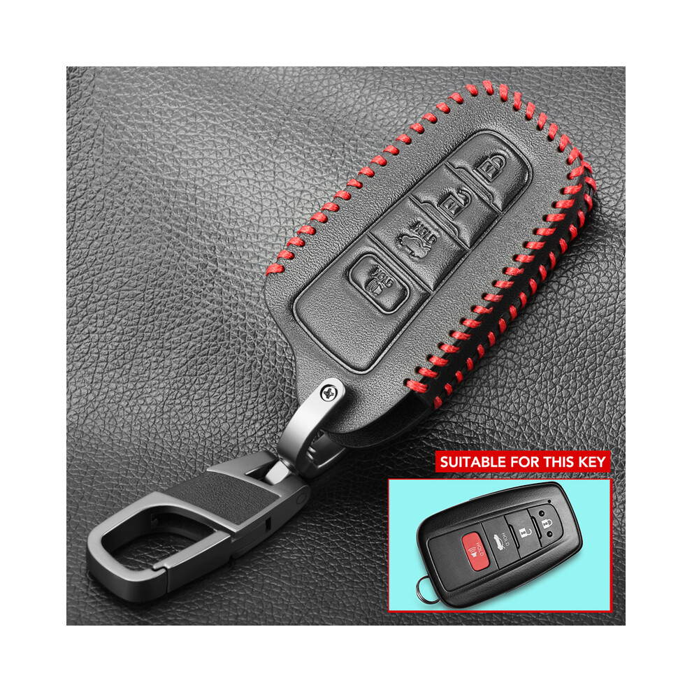 (4 Button ) Leather Key Case For Toyota Camry Chr Corolla Rav4 Avalon Land Cruiser Black 8902774083130