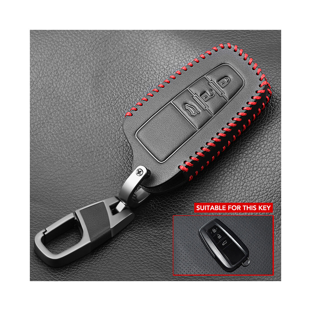 (3 Button ) Leather Key Case For Toyota Camry Chr Corolla Rav4 Avalon Land Cruiser Black 8902774083147