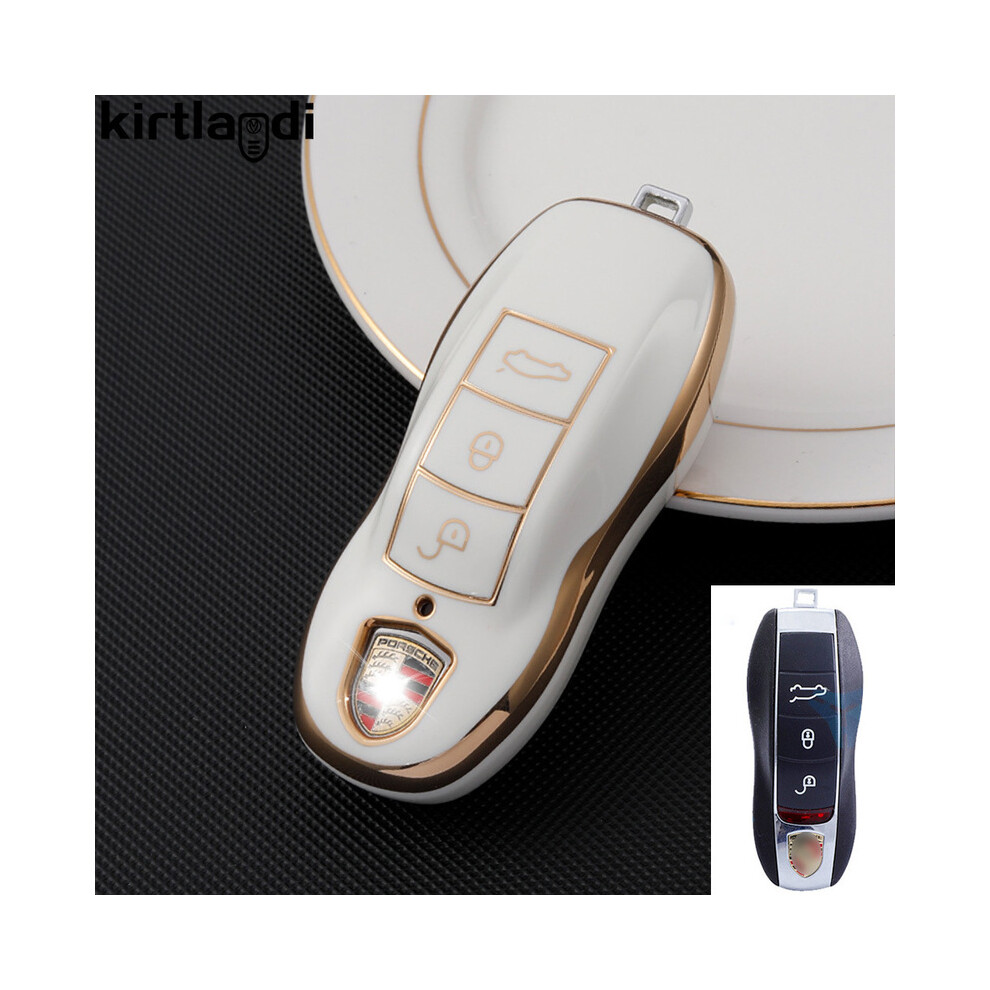 (B ) Tpu Car Key Case Cover Shell Fob For 911 970 997 991 996 958 918 991 White 8902774083482