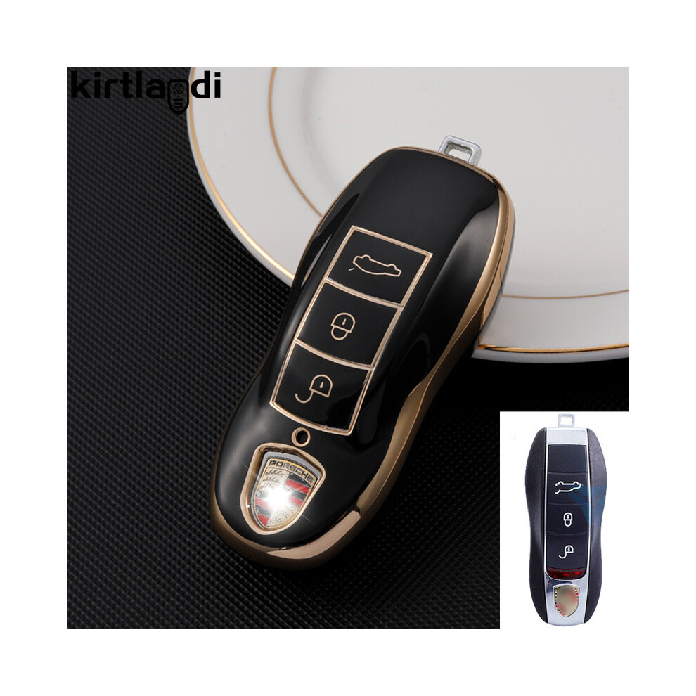 (B ) Tpu Car Key Case Cover Shell Fob For 911 970 997 991 996 958 918 991 Black 8902774083499