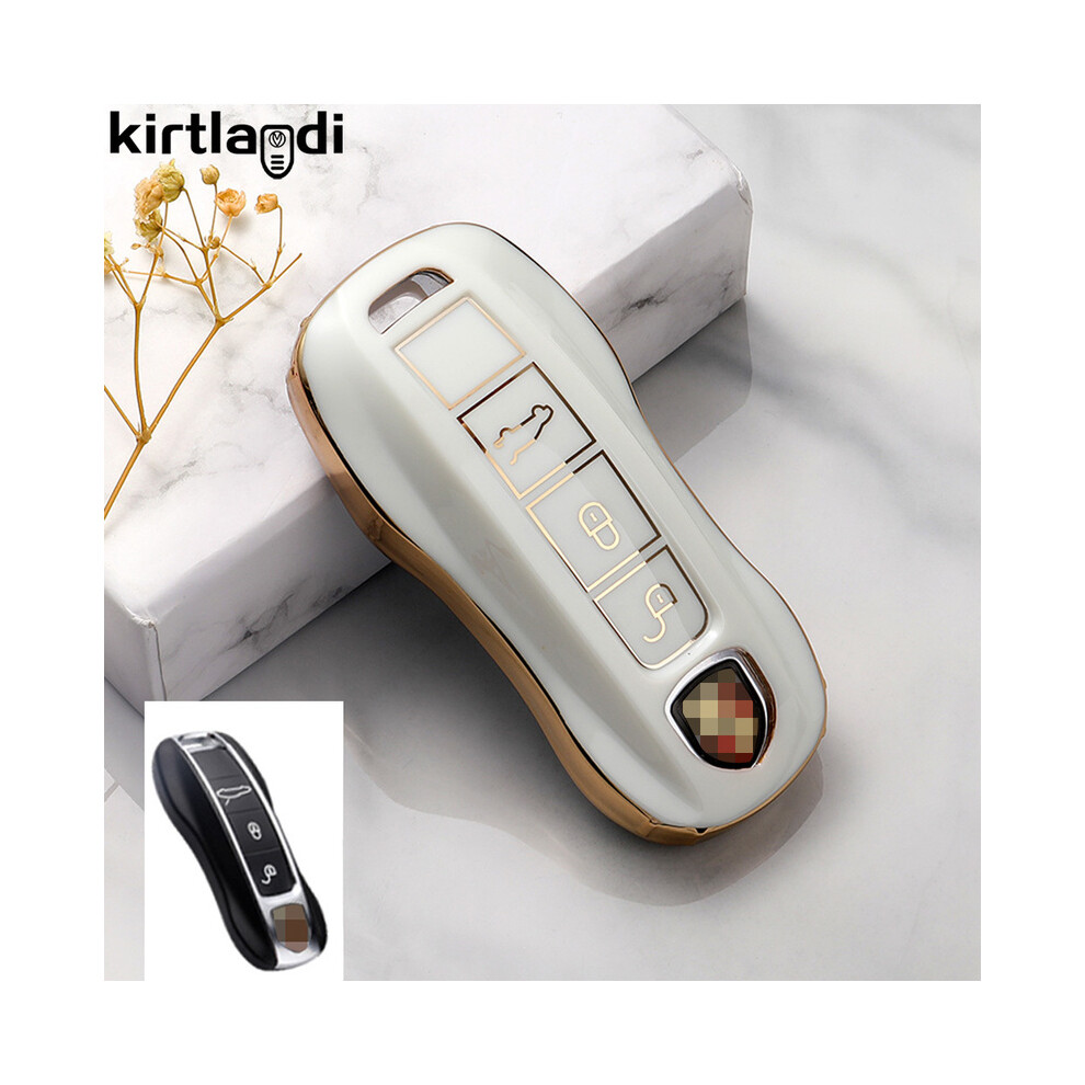 (A ) Tpu Car Key Case Cover Shell Fob For 911 970 997 991 996 958 918 991 White 8902774083529