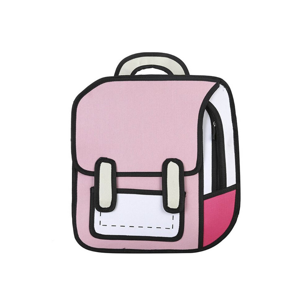 (Pink) Fashion Unisex 2D Drawing Backpack Cute Cartoon School Backpack Comic