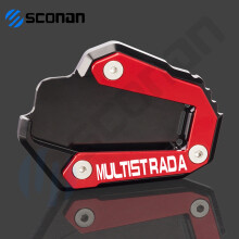 (MULTISTRADA Red2) Motorcycle Side Stand Enlarge Kickstand Enlarge Plate Pad Accessories