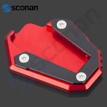 (NO LOGO Black2) Motorcycle Side Stand Enlarge Kickstand Enlarge Plate Pad Accessories