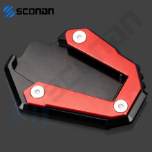 (NO LOGO Red2) Motorcycle Side Stand Enlarge Kickstand Enlarge Plate Pad Accessories