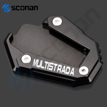 (MULTISTRADA Black1) Motorcycle Side Stand Enlarge Kickstand Enlarge Plate Pad Accessories
