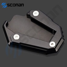 (NO LOGO Black1) Motorcycle Side Stand Enlarge Kickstand Enlarge Plate Pad Accessories
