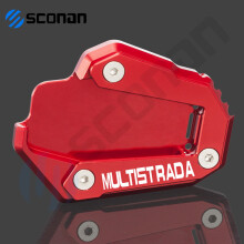 (MULTISTRADA Red1) Motorcycle Side Stand Enlarge Kickstand Enlarge Plate Pad Accessories