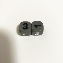 (Grey) 10 Pieces Number 1 2 3 1 2 3 D6 14mm Acrylic Dice 6-sides Dices For Board