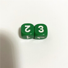 (Green) 10 Pieces Number 1 2 3 1 2 3 D6 14mm Acrylic Dice 6-sides Dices For Board