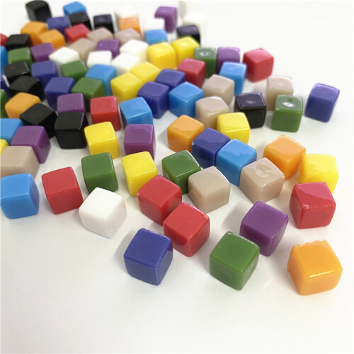 (Light Grey) 100Pcs/set 8mm Solid Color Blank Square Corner Acrylic Dice Chess Piece 2