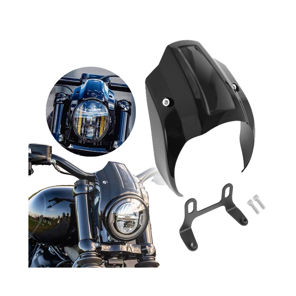 Motorcycle Gloss Front Mask Headlight Fairing Cover For Harley Softail Black 8902774014905