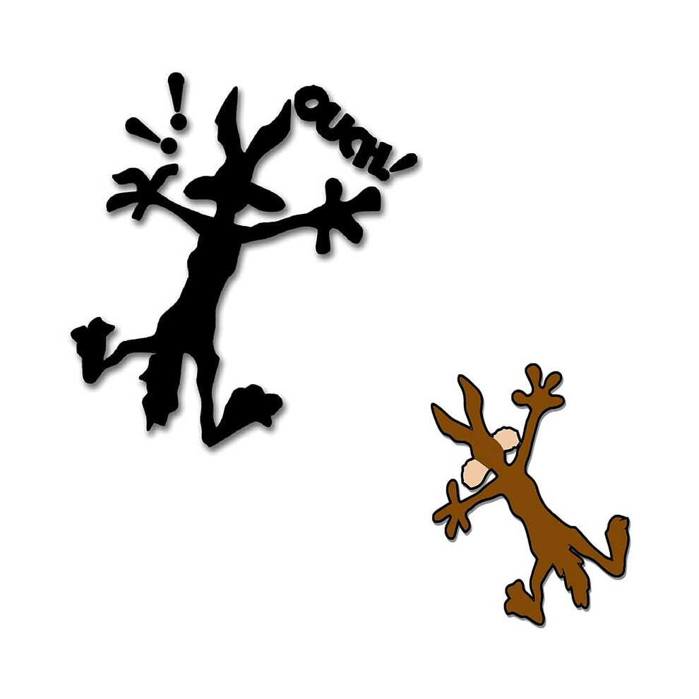 2 Pcs Reflective Dent Fix Car Decal, Cartoon Coyote Splat Hitting Wall 8902774067192