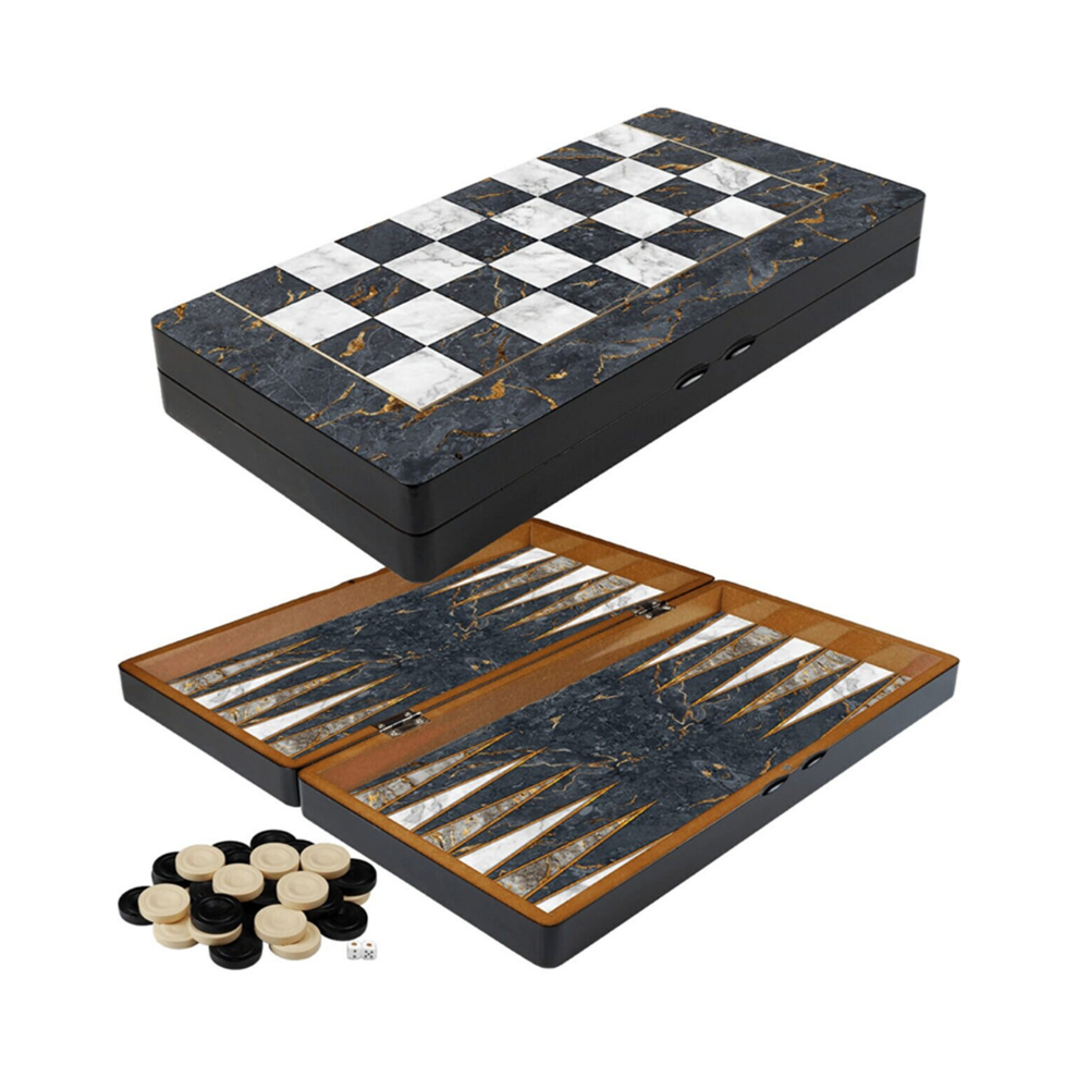 Backgammon pieces luxury board checkers chips set polyester coating marble