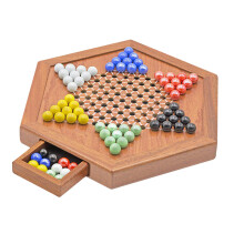 Classic Wooden Chinese Checkers 12 Inches with Drawers Halma Board Game