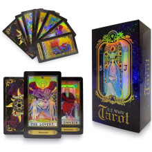 Holographic A.E.Waite Tarot Cards Board Game 78 PCS Shine Cards Full English