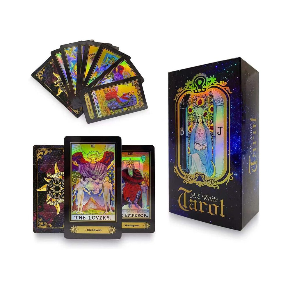 Maxpower Holographic A.e.waite Tarot Cards Board Game 78 Pcs Shine Cards Full English